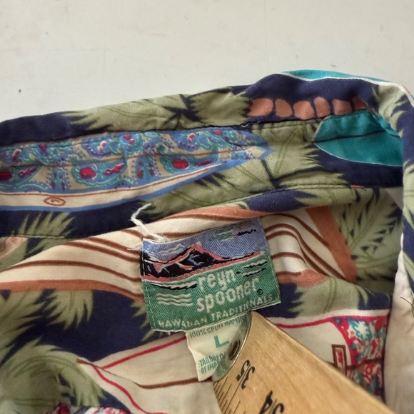 VTG Reyn Spooner Tropical Surfboard Print Hawaiian Button Shirt Mens Large Flaws - Picture 5 of 7